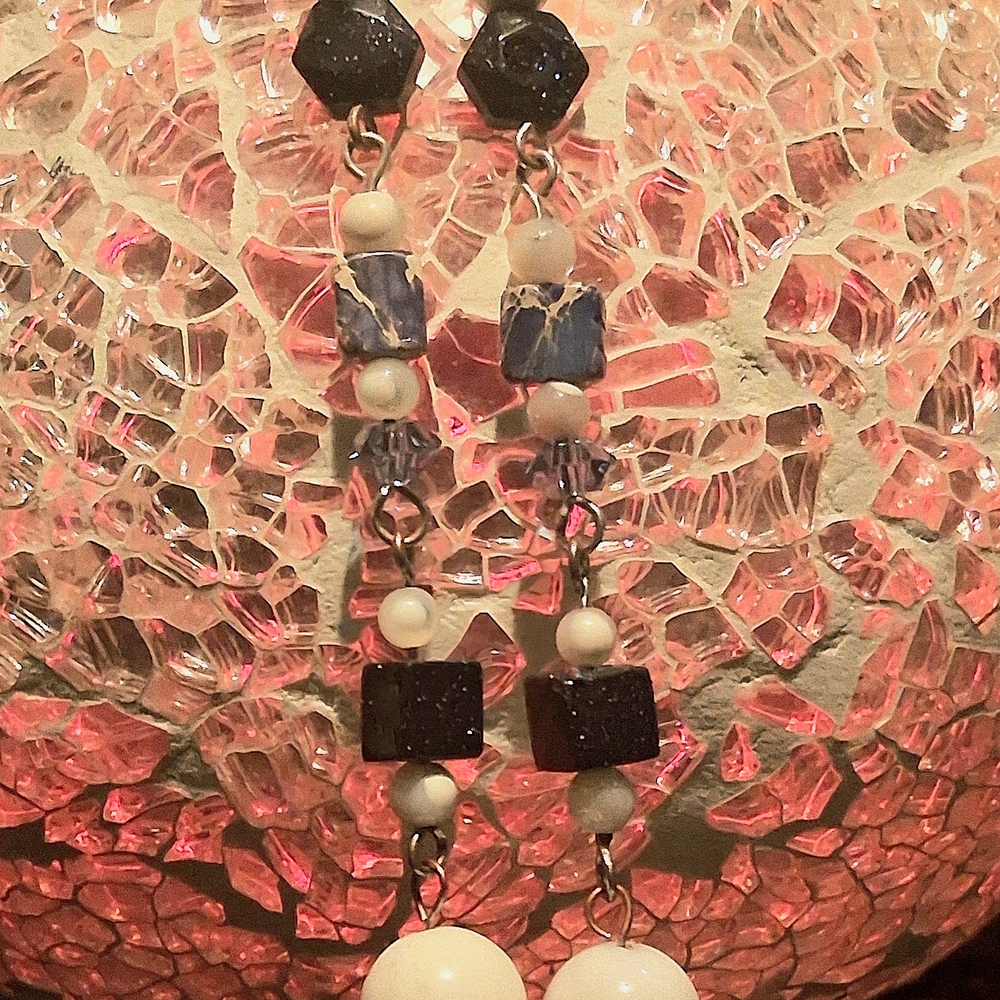 Elegant Black and White Dangle Earrings